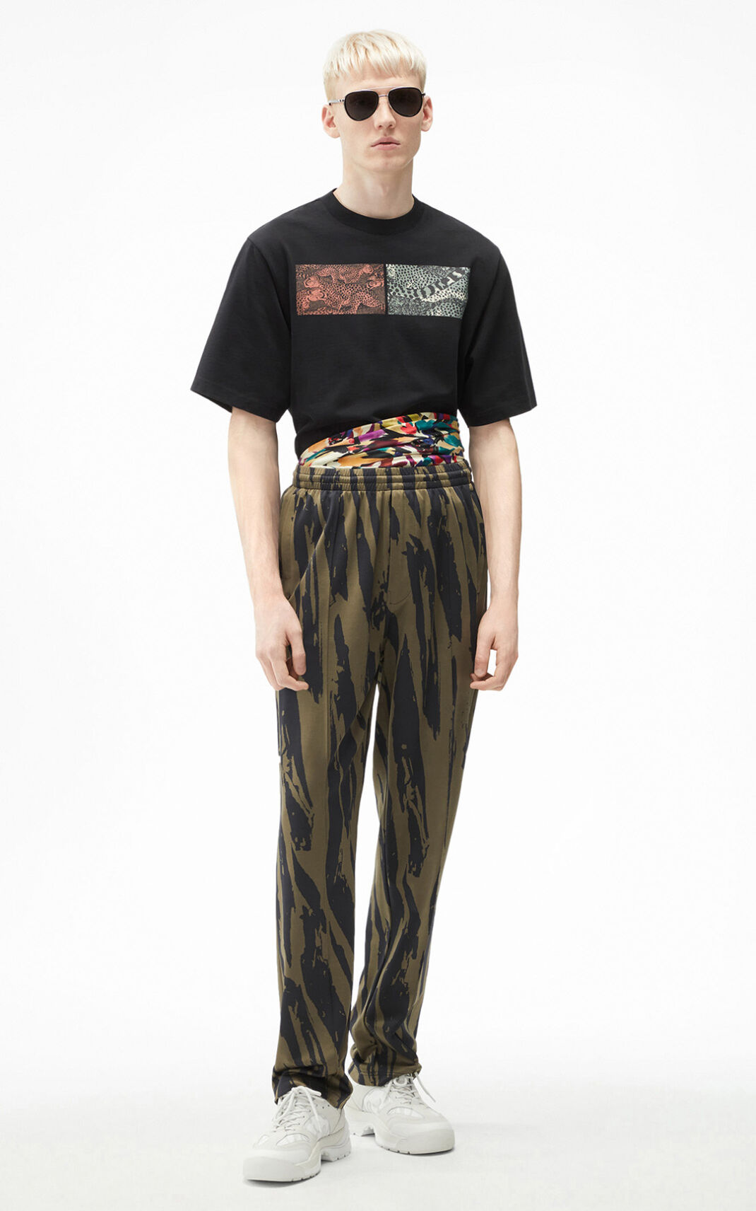 Kenzo Pleat Camo oversize παντελονια ανδρικα ανοιχτο γκρι | GR167991